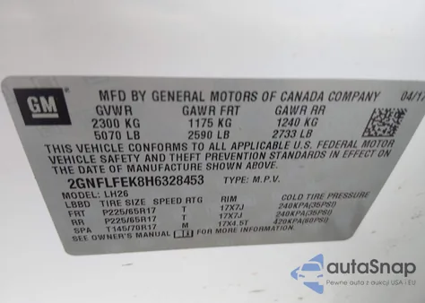 2017 Chevrolet Equinox Lt from USA, damaged, VIN 2GNFLFEK8H6328453